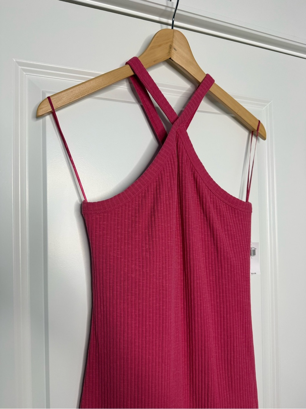 Old Navy Raspberry Pink Ribbed Cross-Back Midi Dress - Picture 2 of 3